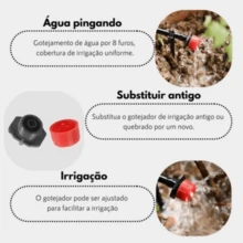 Kit com 100 Unidades Gotejador Micro Irrigação Ajustável 0-70 L/h p/ Jardim, Vaso e Agricultura - Vermelho - Visão 7