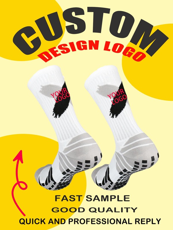 1pc Customized Letter Logo Sports Socks, Elastic Basketball Football Men's Sweat-Absorbent Socks, Sports Running Low Cut Ankle Socks, Elastic Men's Compression Sweat-Absorbent Breathable Football Socks