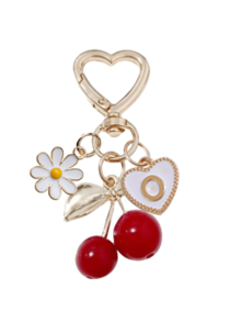 Y2K 时尚可爱樱桃金蝴蝶包包挂饰 - 樱桃钥匙时尚背包吊坠装饰，配白色雏菊，钥匙扣，合金吊坠，A-Z 字母，耳机线挂钩，汽车装饰，装饰挂件，樱桃钥匙扣，包包配件，带夹子，闪亮树脂和金属部件，适合女士钱包和包包，背包配件，返校礼物，教师节礼物 - 彩色 - 查看 24