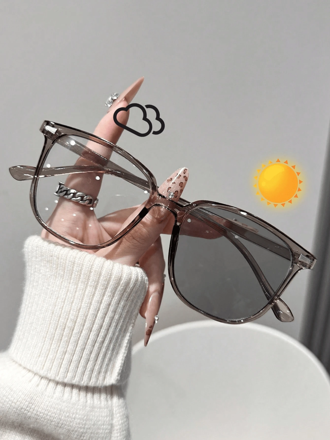 1 件几何现代简约风格休闲流行设计女士时尚变色眼镜高尔夫户外休闲活动购物驾驶露营时尚配件方形墨镜