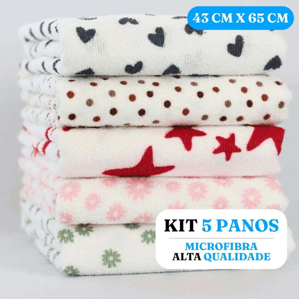 Kit With 5 Microfiber Cloths 100% Microfiber Floor Cloth Large 43cm X 65cm - 什錦 - 查看 1