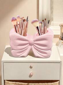 1pc Cute Bow-Shaped Pen Holder - Desktop Organizer Of Makeup Brushes And Office Supplies, Elegant Makeup Brush Storage, Perfect For Creative Decorative Designs For Girls, Students And Girls,For Holiday Beach, Bathroom Collection, Bedroom Collection, Large Capacity