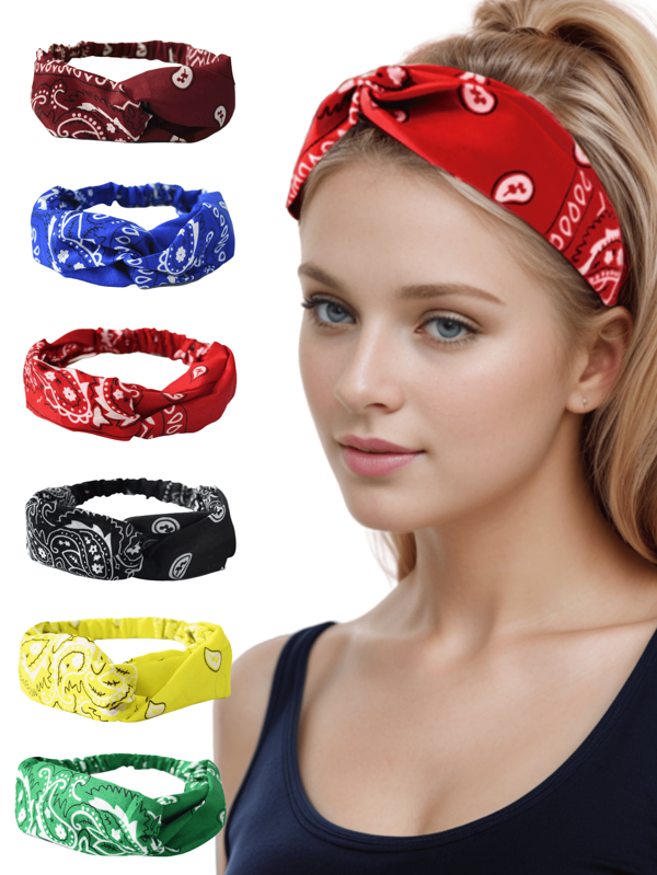 1pc Colorful Cashew Flower Sports Yoga Sweatband Elastic Headband, Unisex