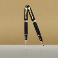 高品质经典黑色钢笔 - 顺滑墨水 - 0.05 毫米/专业人士的理想选择/复古风格黑色墨水笔 - 不锈钢笔尖，适合书法、学生练习、商务签名日常使用/圣诞礼物笔/可更换墨盒，适用于学校用品，返校