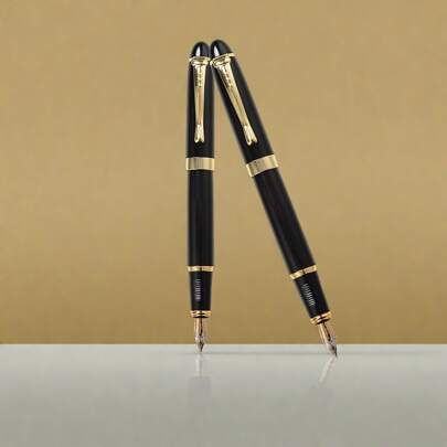 A High-Quality Classic Black Fountain Pen - Smooth Ink -0.05mm/ Ideal Choice For Professionals/Retro Style Black Ink Pen - Stainless Steel Nib, Suitable For Calligraphy, Student Practice, Business Signature Daily Use/Christmas Gift Pen/Replaceable Ink Cartridge,For School Supplies,Back To School