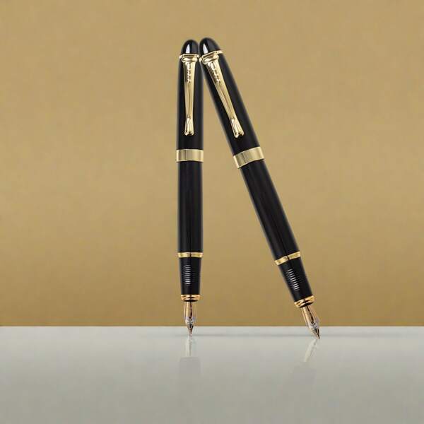 A High-Quality Classic Black Fountain Pen - Smooth Ink -0.05mm/ Ideal Choice For Professionals/Retro Style Black Ink Pen - Stainless Steel Nib, Suitable For Calligraphy, Student Practice, Business Signature Daily Use/Christmas Gift Pen/Replaceable Ink Cartridge,For School Supplies,Back To School