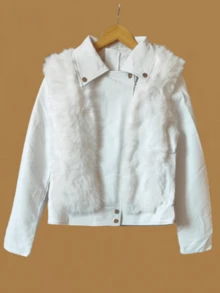 Women's Leather Jacket Simple Casual Zipper Pocket Button Evening Daily - White - View 5