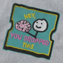 嘿，你掉了这个嬉皮朋克摇滚卡通冒险趣味酷炫贴纸缝纫贴片DIY服装配饰刺绣缝纫熨烫贴片，适用于衣服、裤子、鞋子、包包、帽子 - 彩色 - 查看 4