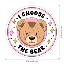 1 PIEZA Pegatina de vinilo "Yo elijo al oso", calcomanía brillante impermeable de 3 pulgadas para portátiles, botellas de agua, cuadernos y regalos, diseño de meme divertido y cultura pop relatable, cabeza de oso de dibujos animados linda con destellos y una declaración personal ingeniosa para scrapbooking y expresar el humor