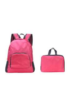 Foldable Nylon Travel Backpack - 紅玫瑰 - 查看 1