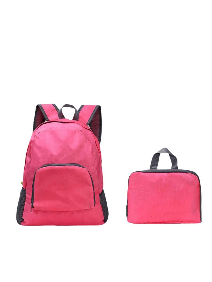 Foldable Nylon Travel Backpack - 紅玫瑰 - 查看 1