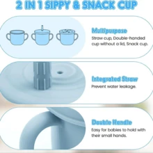 11pcs Silicone Feeding Set, Including Bear Plate, Bear Bowl, Bear Teething Feeder Bag, Bear Food Container With Lid And Ice Tray, Baby Bib, Water Droplet Cup (With 2 Lids, Can Be Used As Snack Cup Or Sippy Cup), Silicone Long Fork, Silicone Ball-Shaped Short Fork, Baby Food Masher, Baby Food Preparation Tools - Multicolor - View 4