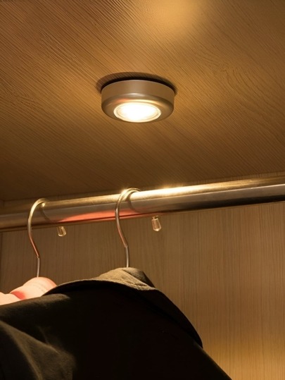 Wireless LED Round Push Lights, Battery Rechargeable, Adhesive Back, Portable Easy Installation, Hallway, Bathroom, Bedroom, Kitchen, Cabinet, Stairs Home view 3