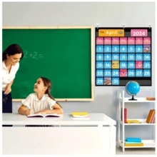 44-Pocket Classroom Calendar Hanging Bag, 420D Oxford Cloth Black Classroom Calendar Hanging Bag, With 3 Hanging Hooks, No Cards Included - Single Piece - View 3