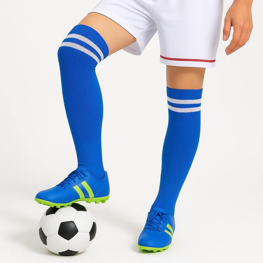 4 Pares de Meião Esportivo Masculino Futebol Corrida Treino - Azul - Visão 1
