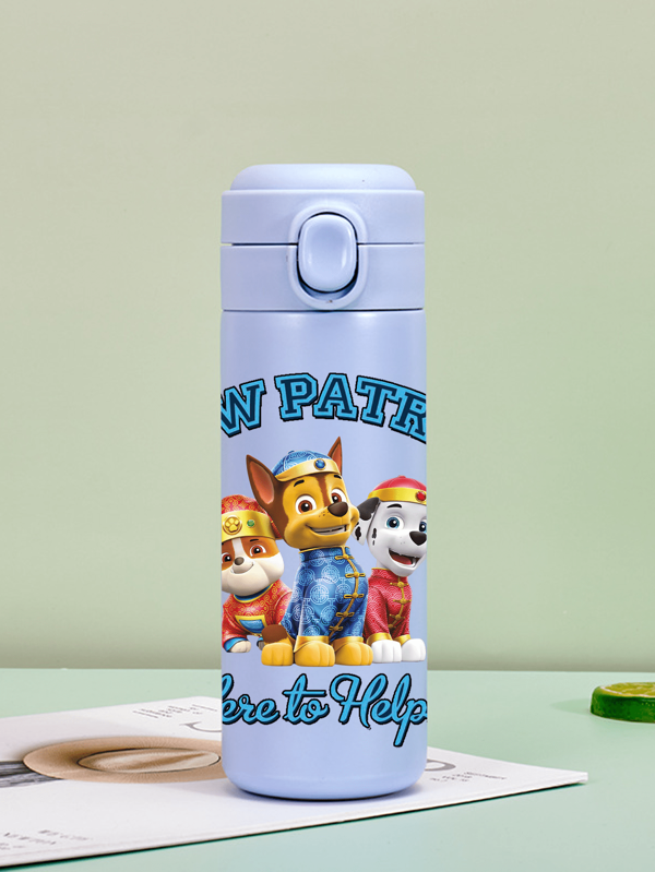 Paw Patrol 1 件 PAW Patrol 运动隔热不锈钢运动水壶可爱卡通人物 Ryder Rubble Chase Skye Rocky Zuma 14 盎司（420 毫升）适合户外活动露营、驾驶、生日礼物、圣诞节礼物，适合男女健身爱好者（盖子按钮颜色可能随机）