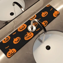 1pc Home Decor, Skull, Ghost, Pumpkin Pattern Printed Faucet Mat, Halloween Gift, Halloween, Halloween Decor, Durable Polyester, Quick Dry, Easy To Clean, Suitable For Kitchen And Bathroom, Easy To Install, Daily Decor, Gift, Bathroom Mat, Durable Faucet Mat, Faucet Accessory - Multicolor - View 24