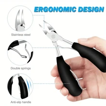 1/4 Peças Conjunto de Cuidados com as Unhas Resistente para Homens e Adultos - Cortador de Unhas Ergonômico com Alça Preta e Lixa, Tesoura de Unhas de Aço Inoxidável para Unhas Grossas, Design Moderno, Ferramentas de Manicure Duráveis, Kit de Cuidados com as Unhas Preto