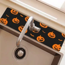 1pc Home Decor, Skull, Ghost, Pumpkin Pattern Printed Faucet Mat, Halloween Gift, Halloween, Halloween Decor, Durable Polyester, Quick Dry, Easy To Clean, Suitable For Kitchen And Bathroom, Easy To Install, Daily Decor, Gift, Bathroom Mat, Durable Faucet Mat, Faucet Accessory - Multicolor - View 23