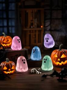 30/15/5pcs Creative Night Light Little Ghost Jumps, DIY Luminous Dark Mini Ghost Decoration Kit, Micro Landscape Halloween Decoration, Desktop Decoration, Halloween Widgets, Festival / Birthday / Halloween Gifts