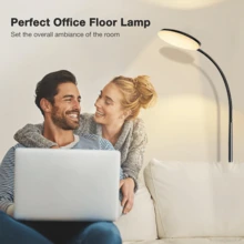 Yogle Moderne einstellbare Gooseneck Stehlampe, 3 Farbtemperaturen, 3 Helligkeitsstufen, USB-betrieben, Schaltersteuerung, Kunststoffschirm, für Schlafzimmer, Wohnzimmer, Büro-Lesen - ohne Batterie