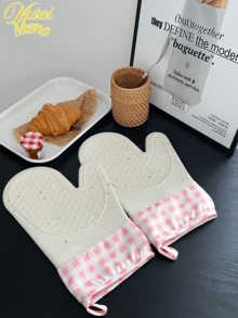 1 件耐热手套和防滑手套 - 厨房烤箱手套 - 硅胶烤箱手套 - 微波炉烘焙工具、防滑厨房配件、节日烹饪礼物，适合家庭和厨房组织