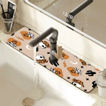1pc Home Decor, Skull, Ghost, Pumpkin Pattern Printed Faucet Mat, Halloween Gift, Halloween, Halloween Decor, Durable Polyester, Quick Dry, Easy To Clean, Suitable For Kitchen And Bathroom, Easy To Install, Daily Decor, Gift, Bathroom Mat, Durable Faucet Mat, Faucet Accessory - Multicolor - View 16