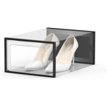 12pcs Shoe Organizer Stackable Storage Boxes Sneaker Containers Clear Display Case - Negro - Ver 6