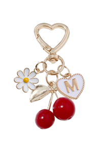 Y2K 时尚可爱樱桃金蝴蝶包包挂饰 - 樱桃钥匙时尚背包吊坠装饰，配白色雏菊，钥匙扣，合金吊坠，A-Z 字母，耳机线挂钩，汽车装饰，装饰挂件，樱桃钥匙扣，包包配件，带夹子，闪亮树脂和金属部件，适合女士钱包和包包，背包配件，返校礼物，教师节礼物 - 彩色 - 查看 29