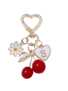 Y2K 时尚可爱樱桃金蝴蝶包包挂饰 - 樱桃钥匙时尚背包吊坠装饰，配白色雏菊，钥匙扣，合金吊坠，A-Z 字母，耳机线挂钩，汽车装饰，装饰挂件，樱桃钥匙扣，包包配件，带夹子，闪亮树脂和金属部件，适合女士钱包和包包，背包配件，返校礼物，教师节礼物 - 彩色 - 查看 20