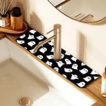 1pc Home Decor, Skull, Ghost, Pumpkin Pattern Printed Faucet Mat, Halloween Gift, Halloween, Halloween Decor, Durable Polyester, Quick Dry, Easy To Clean, Suitable For Kitchen And Bathroom, Easy To Install, Daily Decor, Gift, Bathroom Mat, Durable Faucet Mat, Faucet Accessory - Multicolor - View 18
