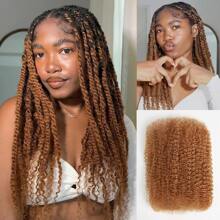 HJ WEAVE BEAUTY Capelli afro castani ricci e arruffati per intrecciare 1 mazzetto di 55 g di capelli naturali per intrecciare senza cimosa Parrucca brasiliana in capelli umani naturali