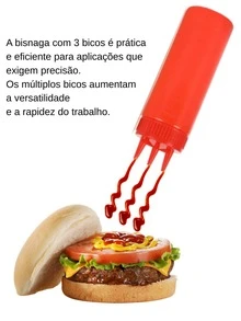 360ml Mustard Mayonnaise Ketchup Sauce Tube With 3 Nozzles - Multicolor - View 2