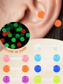 1pc Women's Fashion Glow-In-The-Dark Plastic Stud Earrings, Multicolor Luminous 16G Ear Lobe & Cartilage Earrings, Transparent Flexible Plastic Ear Jewelry - Ear Stud - View 2