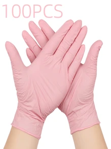 50/100 piezas de guantes de nitrilo desechables, color rosa, de uso múltiple, para cocina, baño, limpieza, lavar platos, manicura, cuidado de mascotas, guantes duraderos para limpieza doméstica, manipulación de alimentos, tatuaje, belleza, tinción de cabello, suministros de limpieza para salón de belleza, artículos para el hogar