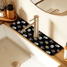1pc Cute Ghost Pattern Printed Faucet Cover, Halloween Gift, Halloween Decor, Durable Polyester, Quick Dry, Easy Clean, Suitable For Kitchen And Bathroom, Easy Installation, Daily Decor, Gift, Bathroom Mat, Durable Faucet Cover, Faucet Accessory - Multicolor - View 11