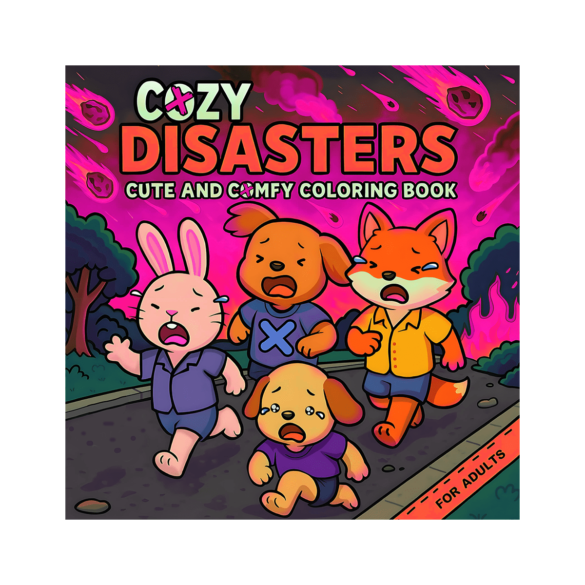 GDTME Desastre cálido: Libro de imágenes lindo y cálido para adultos | Atmósfera linda y extraña | Crimen y horror | Diseño simple y fácil de usar, con 5 pegatinas aleatorias para aliviar el estrés y relajarse. El mejor regalo para el comienzo de la escuela, Halloween, Navidad y otros festivales.