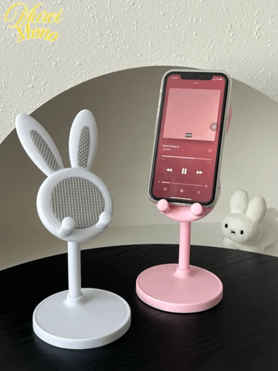 1pc Cute Rabbit Shape Multi-Function Adjustable Phone Stand, Extendable Slouchy Holder For IPad/Tablet Desktop Support, Creative Decor & Charging, Non-Slip Design, Suitable For Various Scenarios