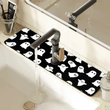 1pc Home Decor, Skull, Ghost, Pumpkin Pattern Printed Faucet Mat, Halloween Gift, Halloween, Halloween Decor, Durable Polyester, Quick Dry, Easy To Clean, Suitable For Kitchen And Bathroom, Easy To Install, Daily Decor, Gift, Bathroom Mat, Durable Faucet Mat, Faucet Accessory - Multicolor - View 19