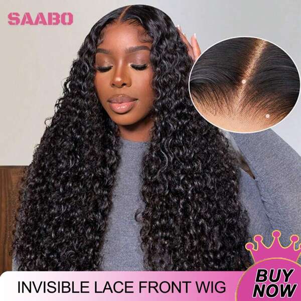 Perucas lace front onduladas profundas de 22 polegadas, cabelo humano, densidade 200%, 13x6, 13x4 HD, transparente, 4x4, sem cola, pré-depilada, cacheada, molhada e ondulada, misturadas, para mulheres com cabelo de bebê (8-34 polegadas)