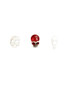 1pc Boxed Halloween Metal Skull Cool And Handsome Tooth Accessories (Box Random)