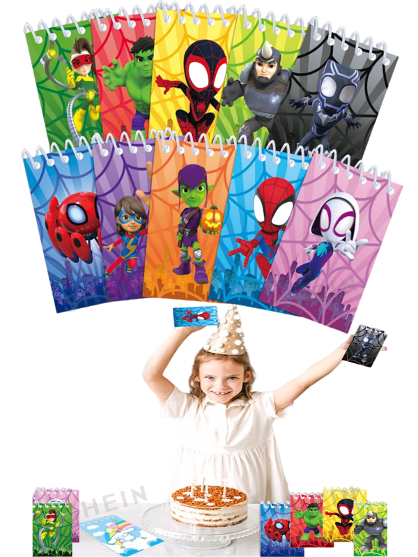 Disney 3pcs/5pcs/10pcs Disney Spider-Man Kawaii Pocket Memo Pad, Notebook, Planner, Weekly Planner, Cartoon Stationery For Students And Office Use, Back To School Gift