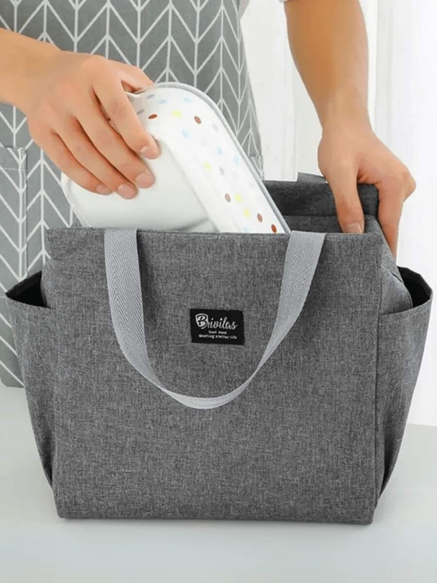 Bolsa Térmica Feminina Grande para Marmita e Passeio - Cinza - Visão 1