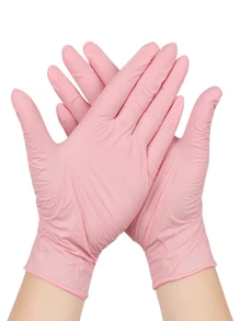 50/100 piezas de guantes de nitrilo desechables, color rosa, de uso múltiple, para cocina, baño, limpieza, lavar platos, manicura, cuidado de mascotas, guantes duraderos para limpieza doméstica, manipulación de alimentos, tatuaje, belleza, tinción de cabello, suministros de limpieza para salón de belleza, artículos para el hogar