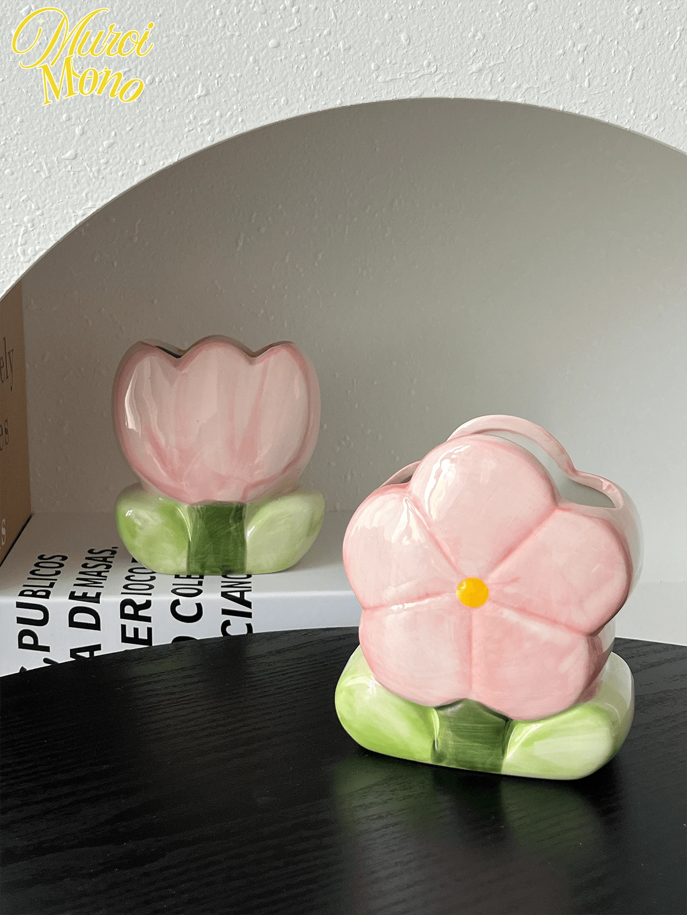 1 hộp đựng bút bằng gốm Tulip, lọ đựng cọ trang điểm, đồ trang trí bàn làm việc bằng gốm, hộp đựng đồ trên bàn làm việc, thùng đựng đồ dùng văn phòng phẩm, hộp đựng mỹ phẩm, đồ trang trí thẩm mỹ viện - Hồng - Xem 1