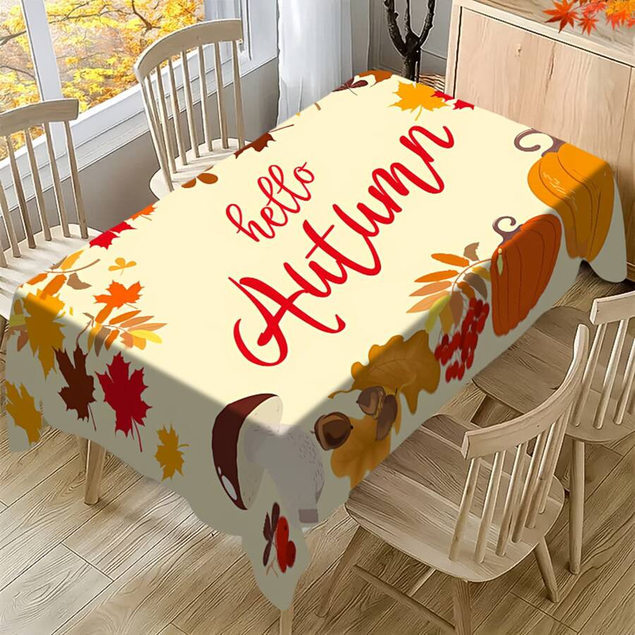 1/20pcs Autumn Rectangular Tablecloth - Maple Leaf, Pumpkin, Letter ...
