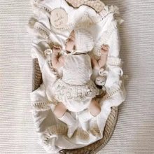 1 件 47.24 英寸 x 39.37 英寸 夏季空调毯，婴儿推车罩，双层纱布婴儿流苏毯，棉布婴儿襁褓 - 彩色 - 查看 4