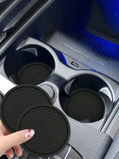 4/2/1pc Car Cup Coaster, Bling Cup Holder Insert Coasters,Universal Auto Non-Slip Cup Holder Embedded In Ornaments Silicone Coaster, Car Interior Accessories Mat,8cm/3.1 Inch Soft Crystal Rhinestone Rubber Pad Set Round Auto Drink Coaster Car Interior Accessories
