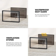 12pcs Shoe Organizer Stackable Storage Boxes Sneaker Containers Clear Display Case - Negro - Ver 7
