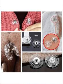 20pcs Super Transparent Invisible Buttons - Fixed, Invisible Buttons, Suitable For Sweaters And Shirts, Anti-Exposure Design, Transparent Snap Invisible Snap Plastic Buttons Apparel Accessories - Multicolor - View 8